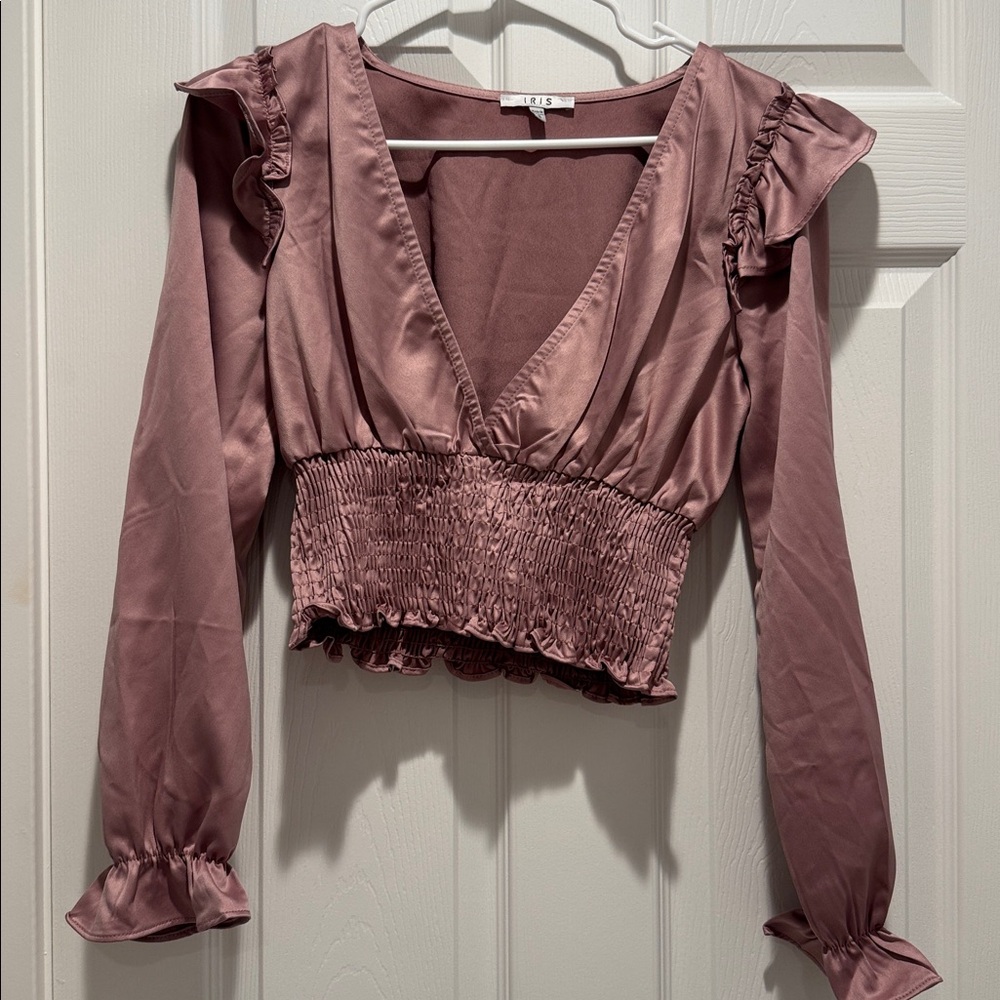 Ruffled Mauve Long Sleeve Blouse